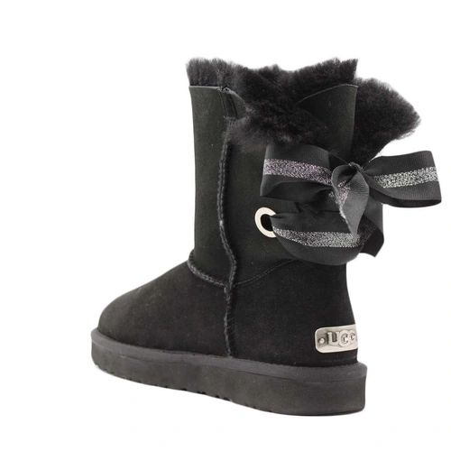 Угги женские ботинки UGG II Bailey Bow Customizable Black фото-3