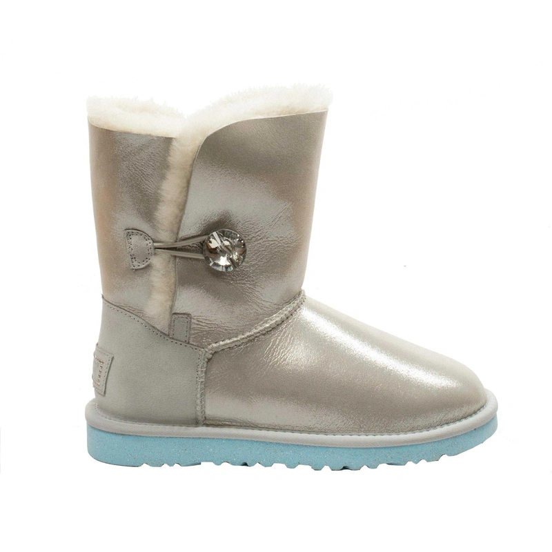 Угги женские ботинки UGG Bailey Button I Do Metallic White