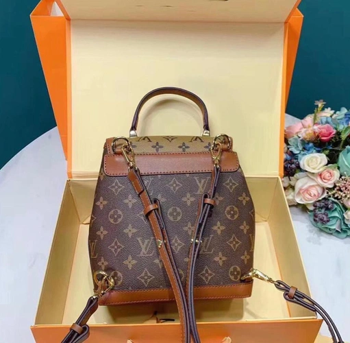 Рюкзак женский  Louis Vuitton из канвы коричневый 22/22 см фото-2
