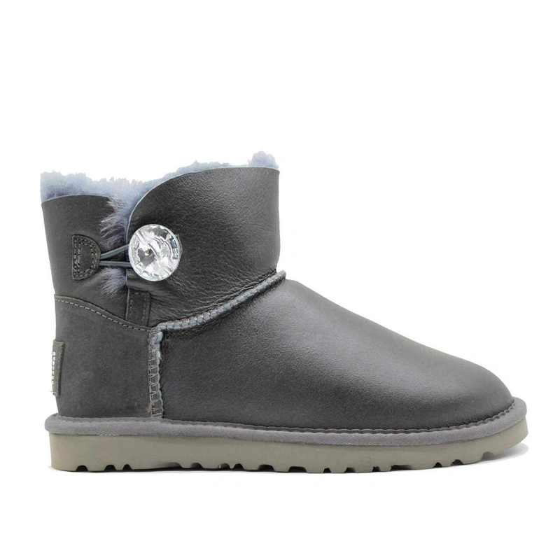 Угги женские ботинки UGG Mini Bailey Button Bling Metallic Black