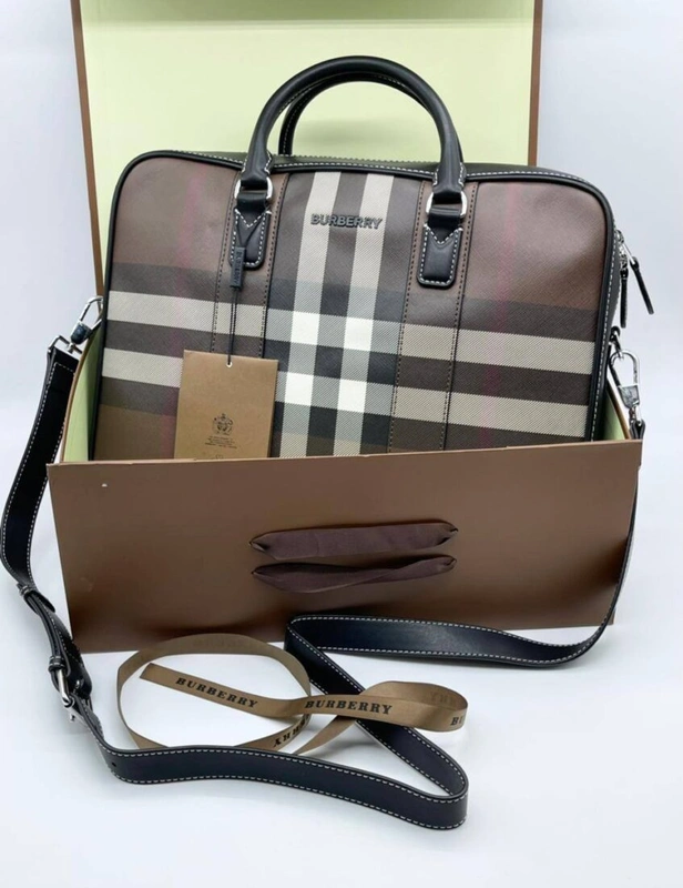 Портфель Burberry A104009 из канвы премиум 36:28:8 см коричневый фото-8