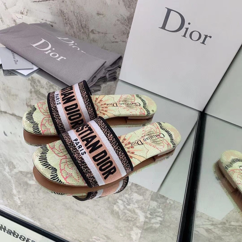 Шлёпанцы женские Christian Dior разноцветные премиум-люкс коллекция 2021-2022 A73264