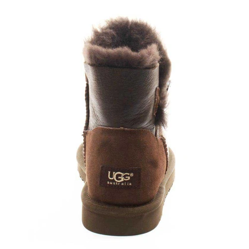 Угги женские ботинки UGG Mini Bailey Button Metallic Chocolate фото-3