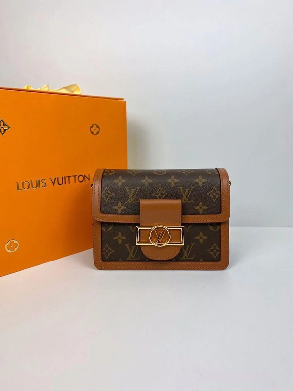 Женская сумка Louis Vuitton Dauphine mini премиум-люкс коричневая фото-12