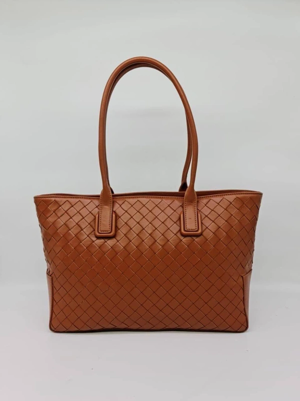 Женская кожаная сумка Bottega Veneta оранжевая 35/26/12