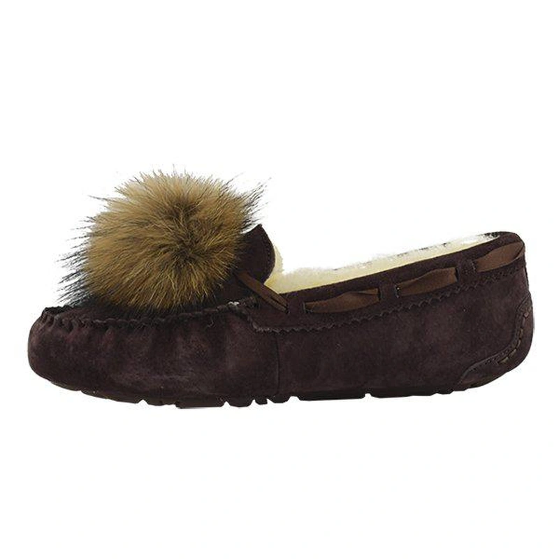 Угги женские мокасины UGG Pom Pom Dakota Chocolate фото-4