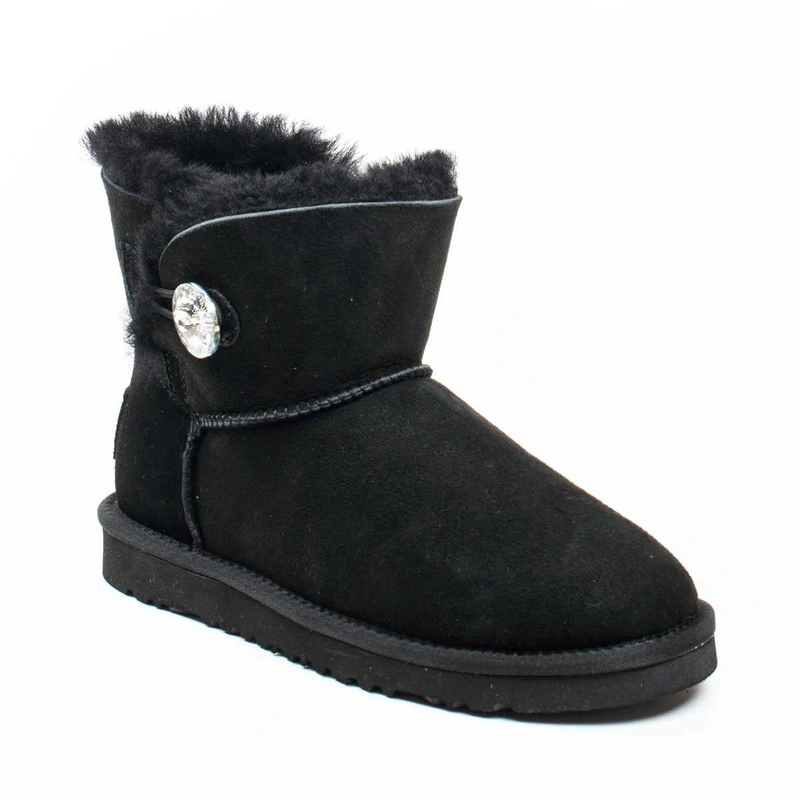 Угги женские ботинки UGG Mini Bailey Button Bling Black фото-3