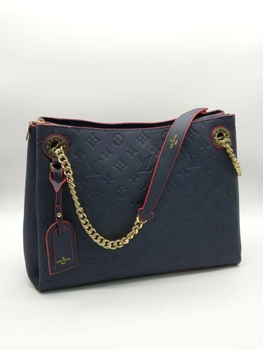 Женская кожаная сумка Louis Vuitton синяя 35/27 фото-4