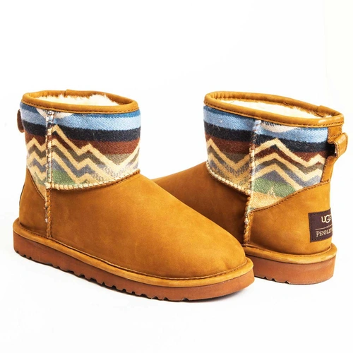 Угги женские ботинки UGG Mini Pendleton Chestnut фото-2