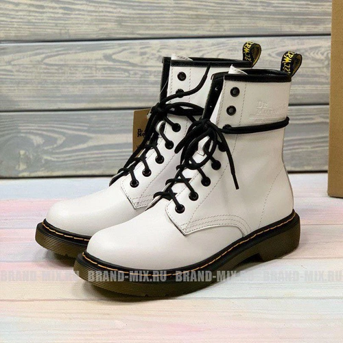 Мартинсы ботинки Dr Martens 1460 Glany белые