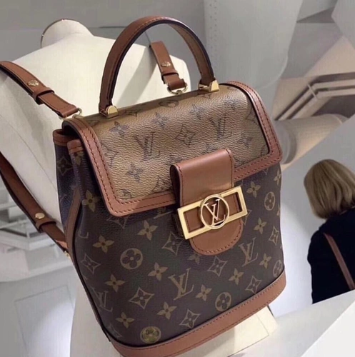 Рюкзак женский  Louis Vuitton из канвы коричневый 22/22 см