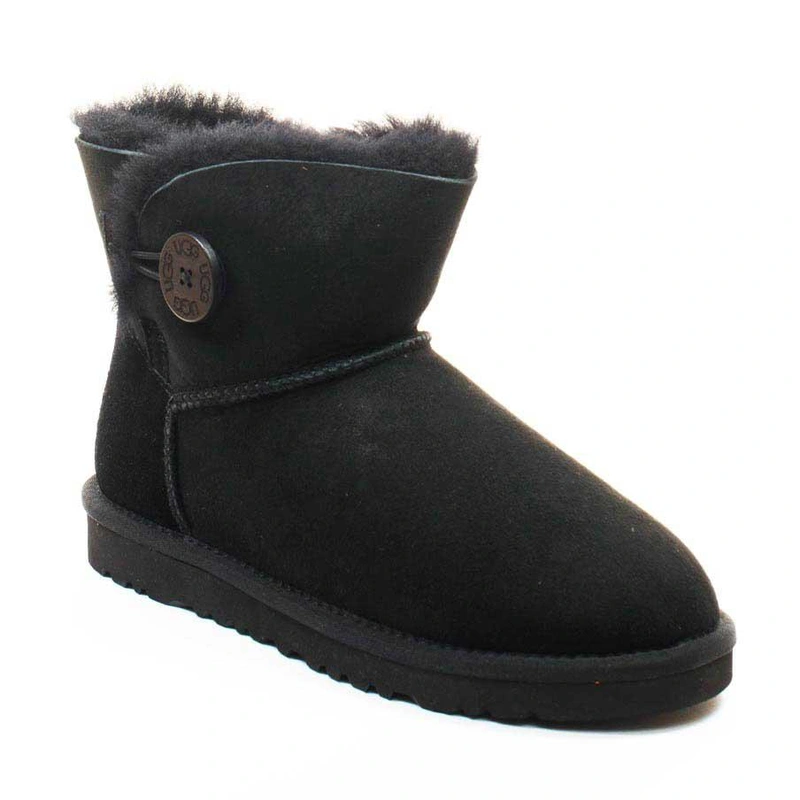 Угги женские ботинки UGG Mini Bailey Button Black фото-2