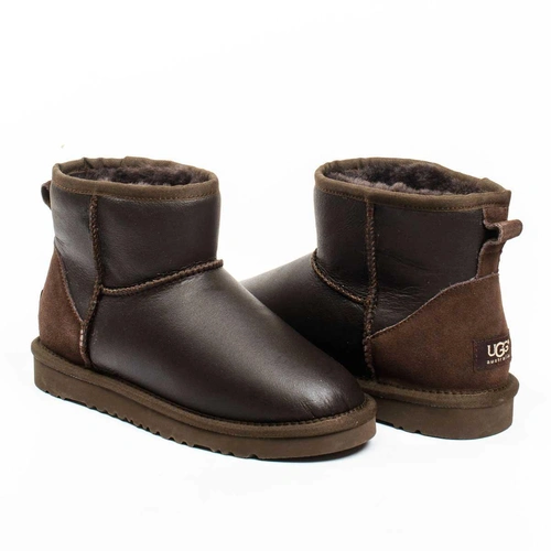 Угги женские ботинки UGG Mini Classic Metallic Chocolate фото-2