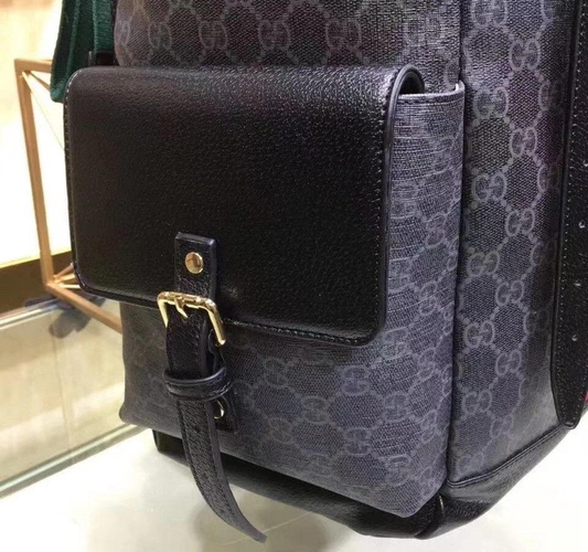 Рюкзак Gucci из канвы синий с рисунком-монограммой 45/35 см фото-3