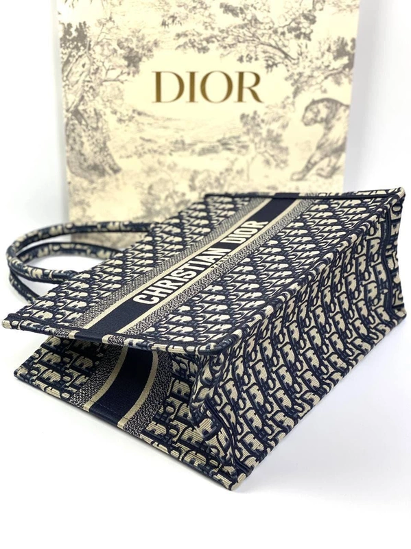 Женская сумка Dior Book Tote большого формата с рисунком-монограммой синего цвета 41,5/35/18 см качество премиум-люкс фото-5