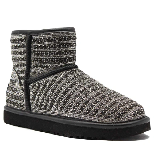 Угги женские ботинки UGG Mini Swarovski Pearl Black фото-2