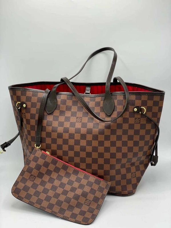 Женская сумка Louis Vuitton из канвы с шахматным рисунком чёрно-коричневая 40/31/19 см