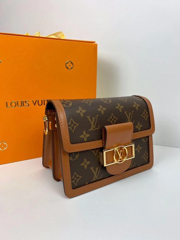 Женская сумка Louis Vuitton Dauphine mini премиум-люкс коричневая