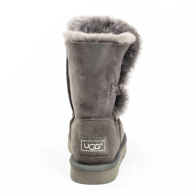 Угги женские ботинки UGG Bailey Button Bling Grey фото-4