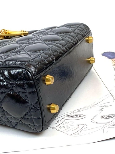 Женская кожаная сумка Dior черная премиум-люкс 17/20/9 A59967 фото-3