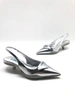 Туфли-лодочки Prada Soft Padded Leather Slingback Pumps Silver фото-1