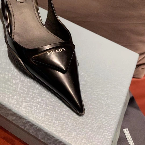Туфли женские Prada летние с открытой пяткой черные коллекция 2021-2022 фото-5