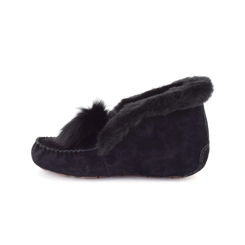 Угги женские мокасины UGG Alena Pom Pom Black фото-5