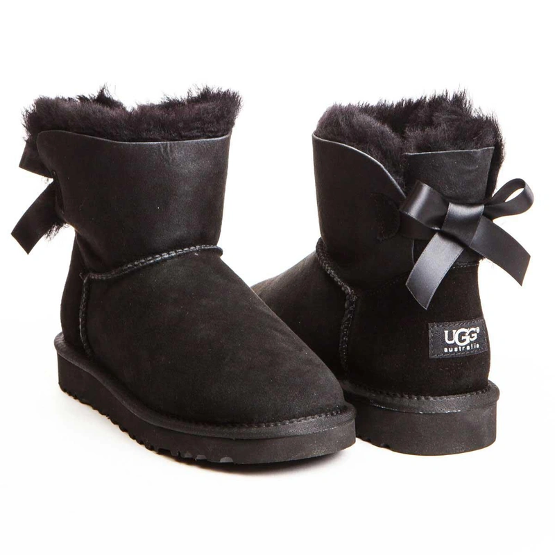 Угги женские ботинки UGG Mini Bailey Bow Black фото-4