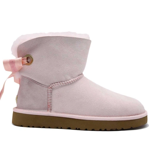 Угги женские ботинки UGG II Mini Bailey Bow Customizable Pink фото-2