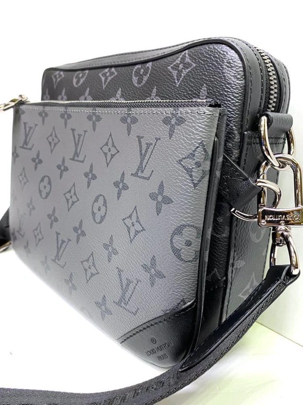 Клатч Louis Vuitton Trio Messenger премиум-люкс черно-серый фото-3