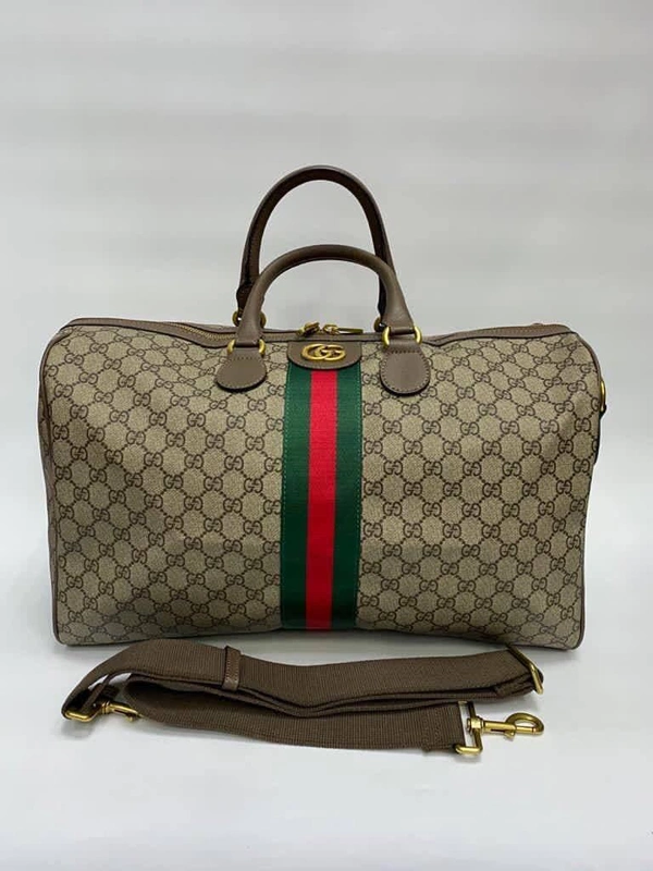 Дорожная сумка Gucci бежево-коричневая 45/28/23