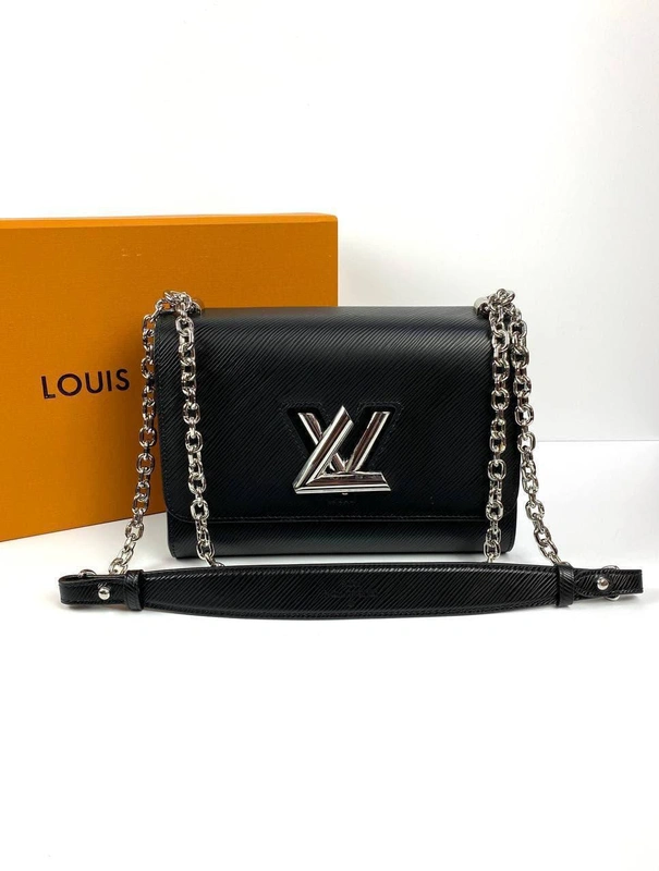 Женская кожаная сумка Louis Vuitton Twist MM черная 23/17/9,5 см. коллекция 2021-2022 фото-5