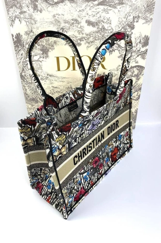 Женская сумка Dior Book Tote тканевая с рисунком 41/35/15 см качество премиум-люкс A86039 фото-6