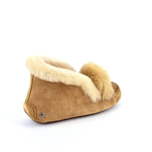 Угги женские мокасины UGG Alena Pom Pom Chestnut фото-7