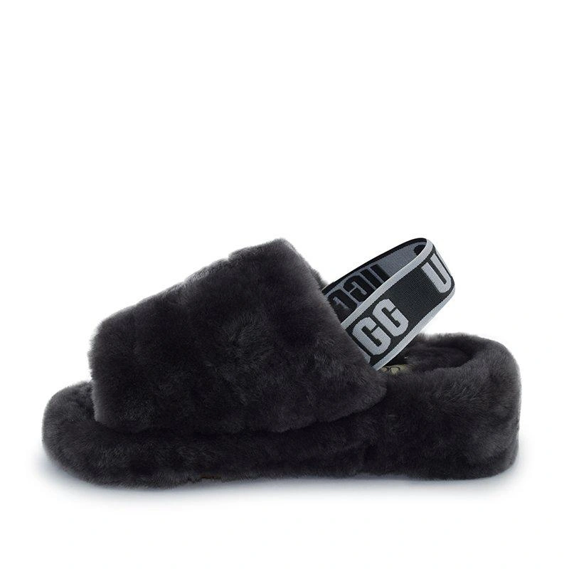 Угги тапочки женские UGG Women Slippers Fluff Yeah Slide Charcoal фото-3