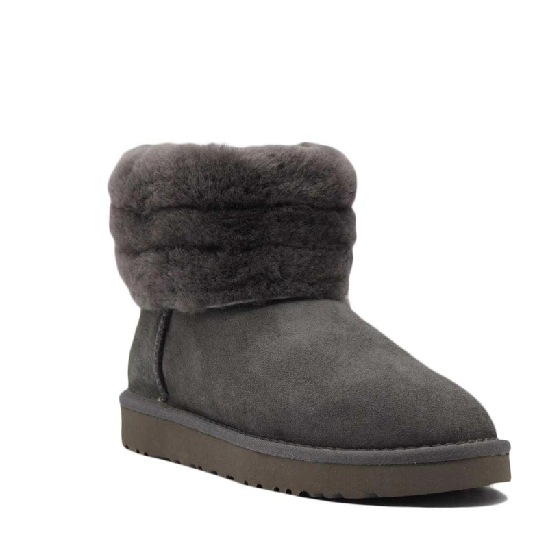 Угги женские ботинки UGG Mini Fluff Quilted Boot Grey фото-2