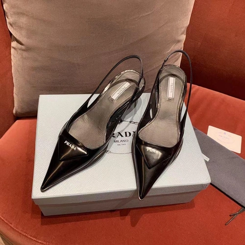 Туфли женские Prada летние с открытой пяткой черные коллекция 2021-2022 фото-3
