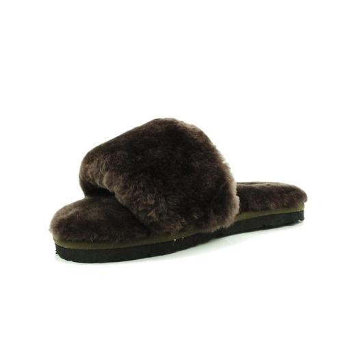 Угги тапочки женские UGG Fluff Slide Slippers Chocolate фото-3