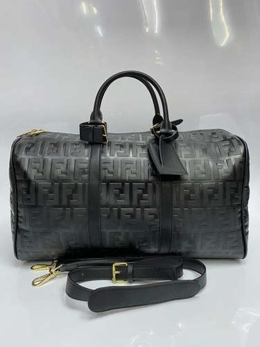 Дорожная кожаная сумка Fendi черная 45/24/19 см