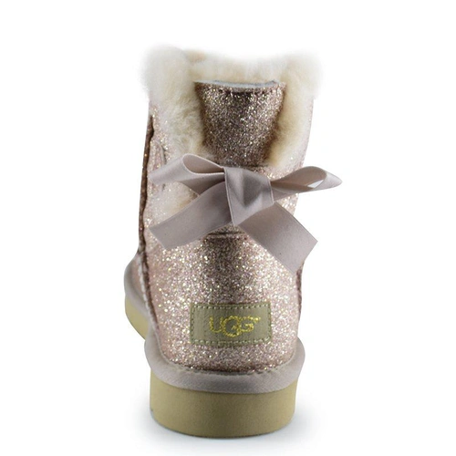 Угги женские с пайетками UGG Mini Bailey Bow Sparkle Fashion Gold фото-5