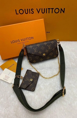 Женская сумочка Louis Vuitton Fеlicie Strap & Go премиум-люкс коричневая 17/10/4 см.