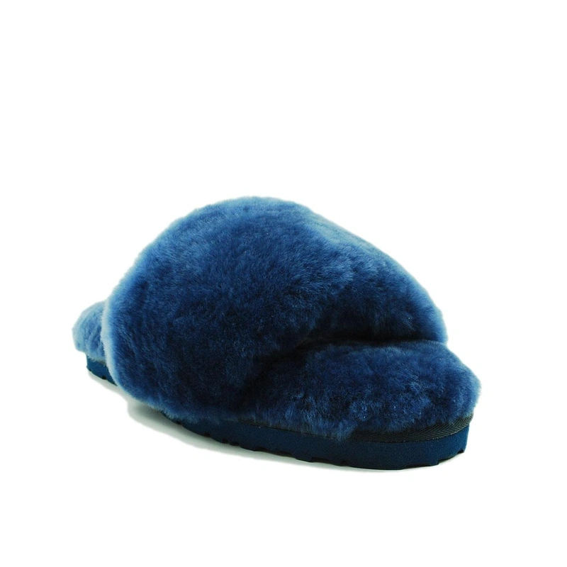 Угги тапочки женские UGG Fluff Slide Slippers Navy Blue фото-2