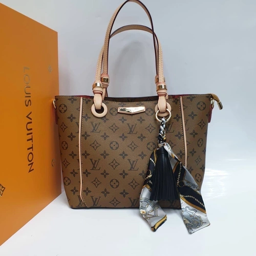 Женская кожаная сумка Louis Vuitton коричневая 28/24/16