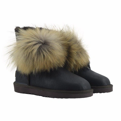 Угги женские UGG Fox Fur II Gen Metallic Chocolate