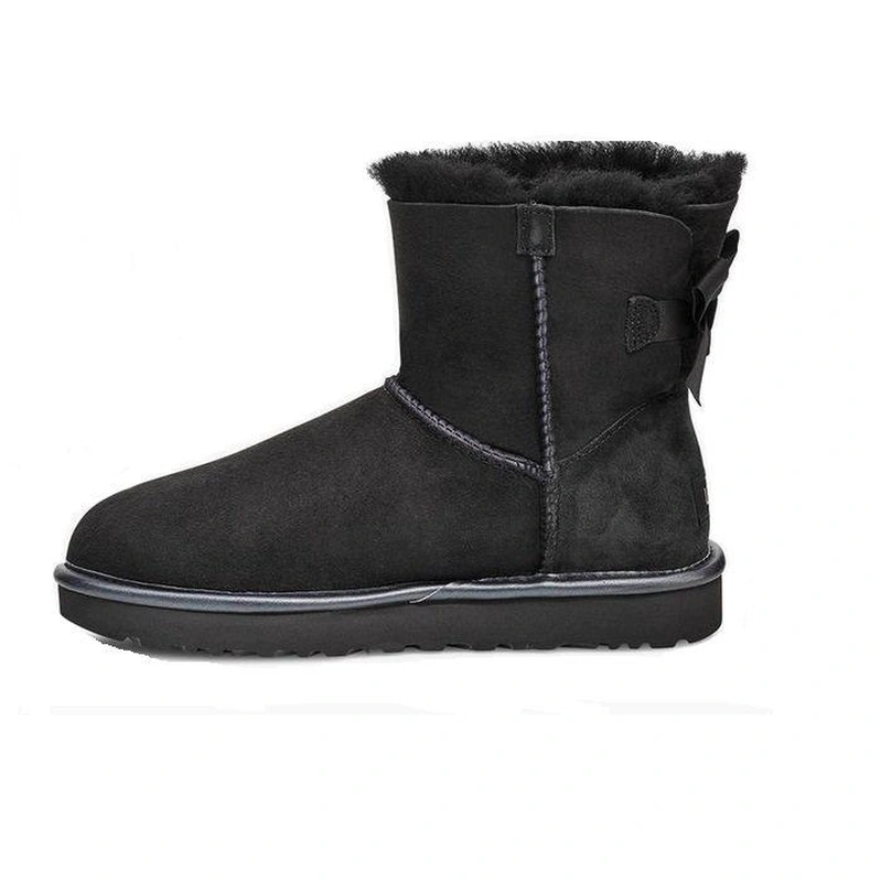 Угги женские мини UGG Mini Bailey Bow II Metallic Black фото-6